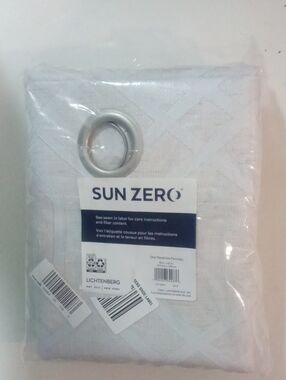 Sun Zero White Textured Grommet Curtain Panel 63" NWT $65